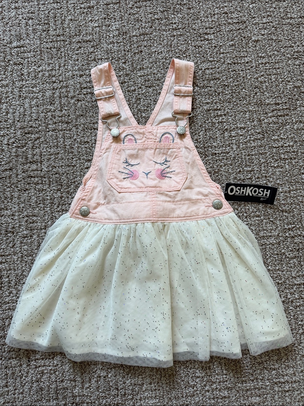 OshKosh Pink Bunny Overall Tulle Dress